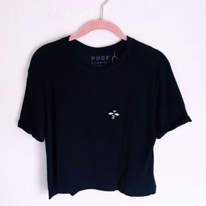 Embellished Bee Black Crop T-Shirt
